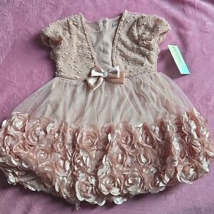 Nannette Blush Pink Kids Dress with Rosette Skirt